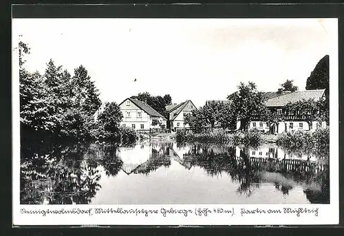 AK Steinigtwolmsdorf, Teich mit Gebäudeansicht