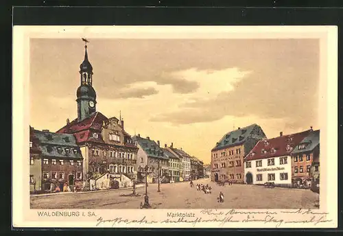 AK Waldenburg / Sachsen, Hotel Deutsches Haus am Marktpatz