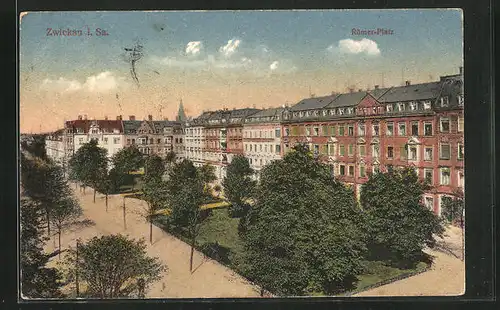 AK Zwickau / Sachsen, Römer-Platz aus der Vogelschau