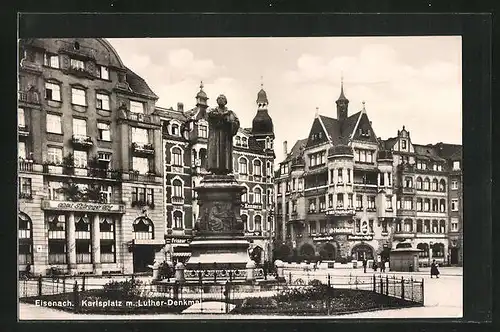 AK Eisenach, Karlsplatz mit Lutherdenkmal