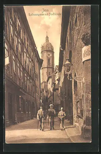 AK Jena, Rathausgasse mit Stadtkirche