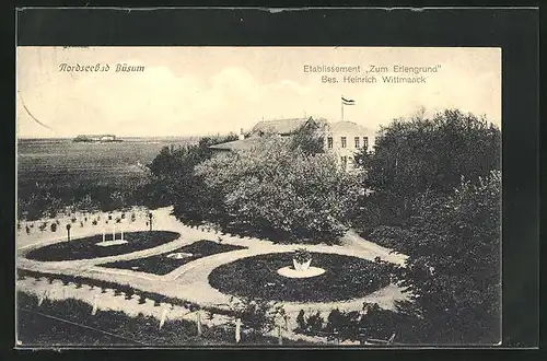 AK Büsum, Hotel Zum Erlengrund mit Garten