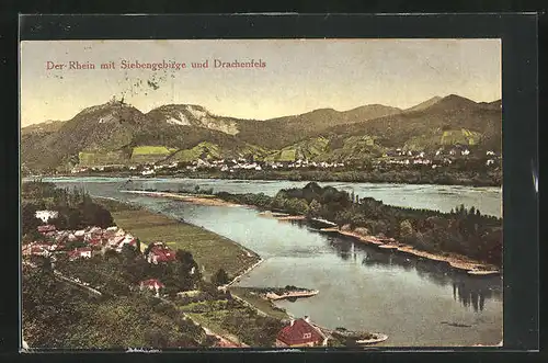 AK Königswinter a. Rh., Totale mit Siebengebirge und Drachenfels