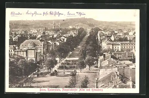 AK Bonn a. Rh., Kaiserplatz, Poppelsdorfer Allee und Kreuzberg