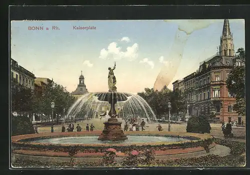 AK Bonn a. Rh., Kaiserplatz mit Brunnen