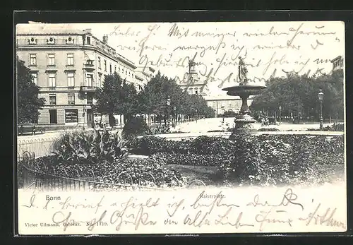 AK Bonn a. Rh., Kaiserplatz mit Denkmal