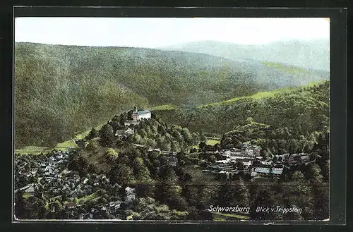 AK Schwarzburg / Thür., Panoramablick vom Trippstein