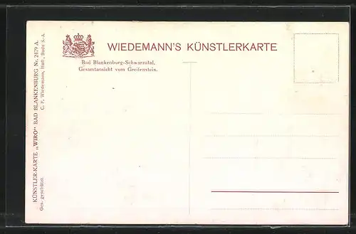 AK Bad Blankenburg / Schwarzatal, Totale vom Greifenstein gesehen