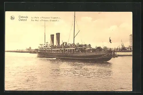 AK Ostende, La Malle Princesse Elisabeth, Passagierschiff