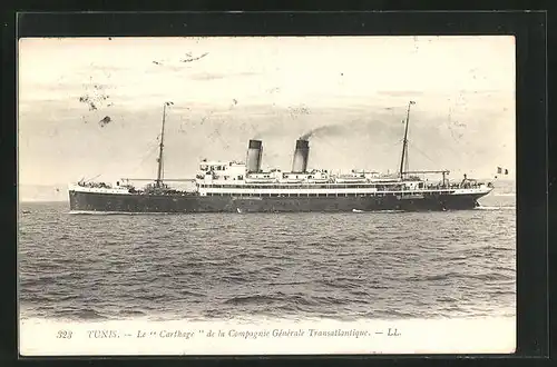 AK Tunis, Le Carthage de la Compagnie Generale Transatlantique, Passagierschiff