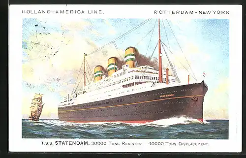 AK Passagierschiff T.S.S. Statendam, the Rotterdam - New York Line