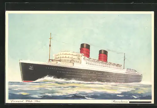 Künstler-AK Passagierschiff Mauretania, Dampfer der White Star Line