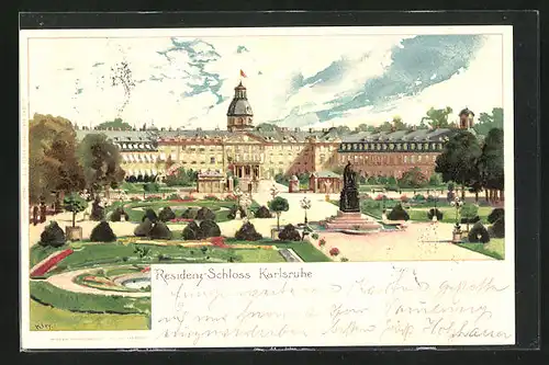Künstler-AK Heinrich Kley: Karlsruhe, Parkanlagen am Residenz-Schloss