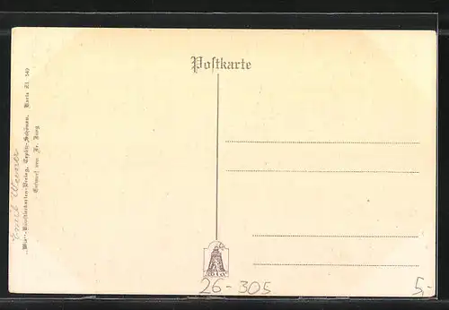 Künstler-AK Franz Jung-Ilsenheim: Teplitz-Schönau, Mann am Schreibtisch, Liedtext lang lang ists her