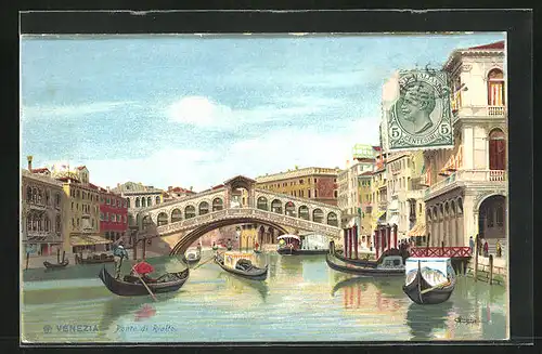 Künstler-AK sign. Menegazzi: Venezia, Ponte di Rialto