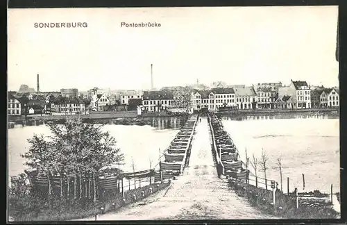 AK Sonderborg, die Pontonbrücke zu den Stadthäusern