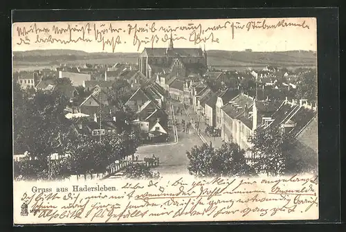 AK Hadersleben, Blick von der Kaserne über die Stadt auf die Kirche