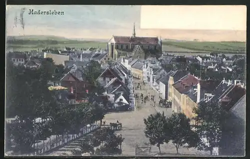 AK Hadersleben, Generalansicht der Stadt, die Promenade im Vordergrund