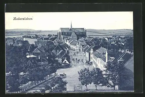 AK Hadersleben, Blick über die Dächer der Stadt auf die Kirche