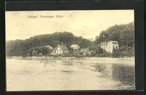 AK Collund, Flensburger Förde, Häuser am Ufer
