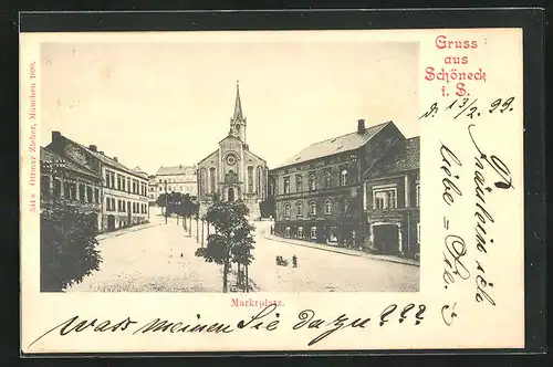 AK Schöneck i.S., Kirche auf dem Marktplatz