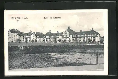 AK Bautzen in Sa., Blick zur Artillerie-Kaserne