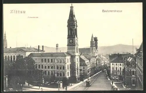 AK Zittau i. Sa., Bautznerstrasse, Blick auf das Johanneum