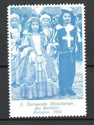 Reklamemarke Bologna, 2. Mascherato dei Bambini 1954, kostümierte Kinder auf dem Fest