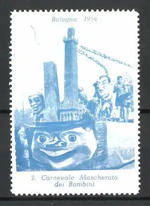 Reklamemarke Bologna, 2. Mascherato dei Bambini 1954, geschmücker Festwagen
