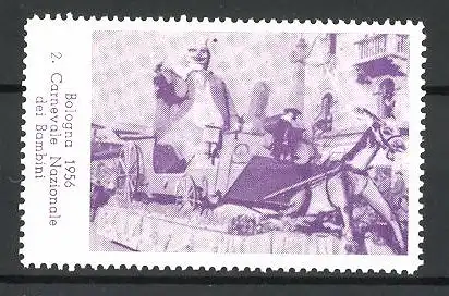 Reklamemarke Bologna, 2. Carnevale Nazionale dei Bambini 1956, geschmückter Festwagen