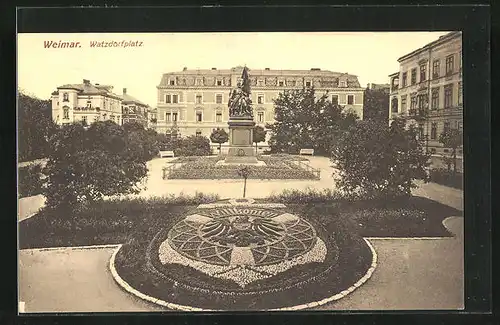 AK Weimar, Watzdorfplatz mit Denkmal