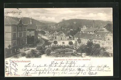 AK Waltershausen, Hauptstrasse mit Blick nah dem Inselberg