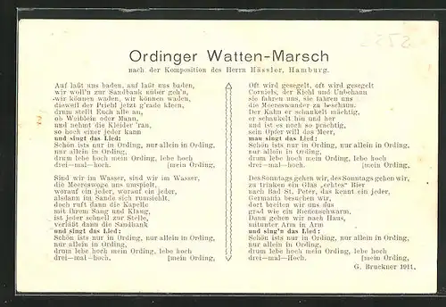 AK Ording, Watten-Marsch, Gedicht von G. Brückner