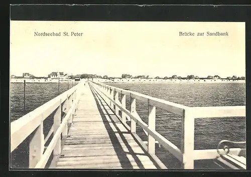 AK St. Peter / Nordsee, Brücke zur Sandbank