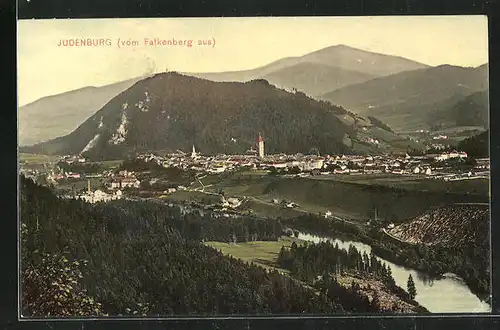 AK Judenburg, Panoramablick vom Falkenberg gesehen