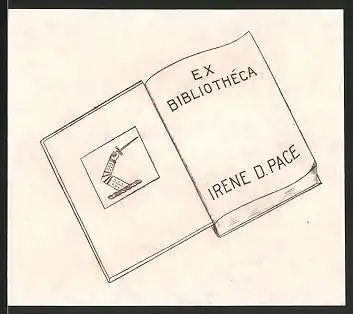 Exlibris Irene d. Pace, Ritterarm mit Schwert