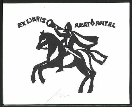 Exlibris Arató Antal, Ritter mit Pferd