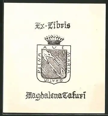 Exlibris Magdalena Tafuri, Wappen mit Schlange und Krone