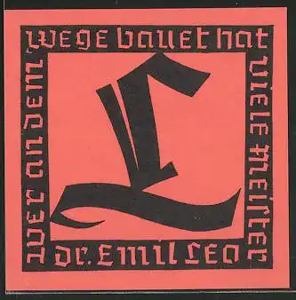 Exlibris Dr. Emil Lea, Initialen L