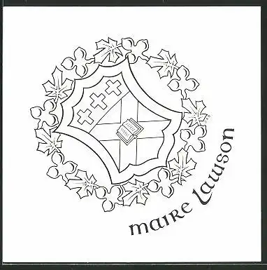 Exlibris Maire Lauson, Wappen mit Kreuz und Buch