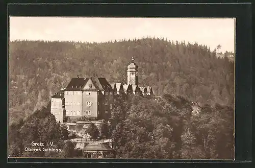 AK Greiz i. V., Blick auf das Obere Schloss