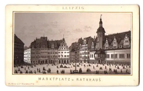 Fotografie Frey & Co., Frankfurt / Main, Ansicht Leipzig, Marktplatz und Rathaus
