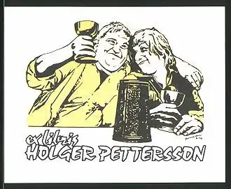 Exlibris Holger Pettersson, Paar am trinken