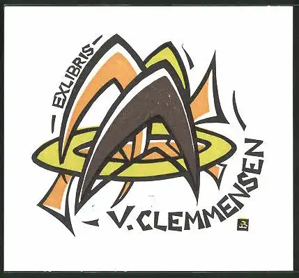 Exlibris V. Clemmensen, Abstraktes Bild