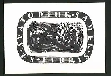 Exlibris Svatopluk-Samek, Ort in der Nacht