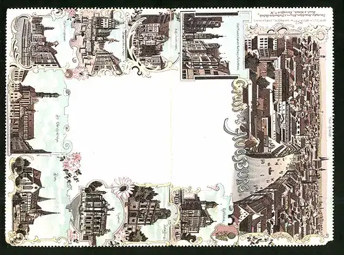 Klapp-Lithographie Augsburg, Maximilianstrasse, Merkurbrunnen, Augustusbrunnen