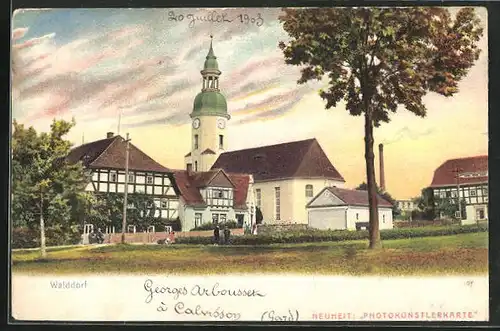 AK Walddorf, Blick zum Kirchturm