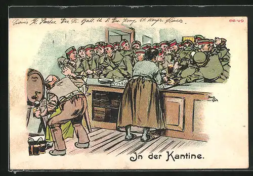 Künstler-AK Bruno Bürger & Ottillie Nr. 6649: Soldaten in der Kantine