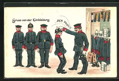 Künstler-AK Bruno Bürger & Ottillie Nr. 7504: Soldaten bei der Einkleidung