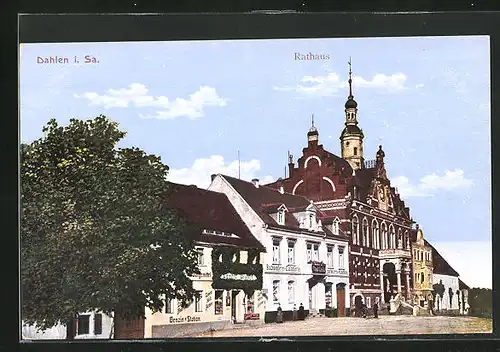 AK Dahlen i. Sa., Blick auf das Rathaus